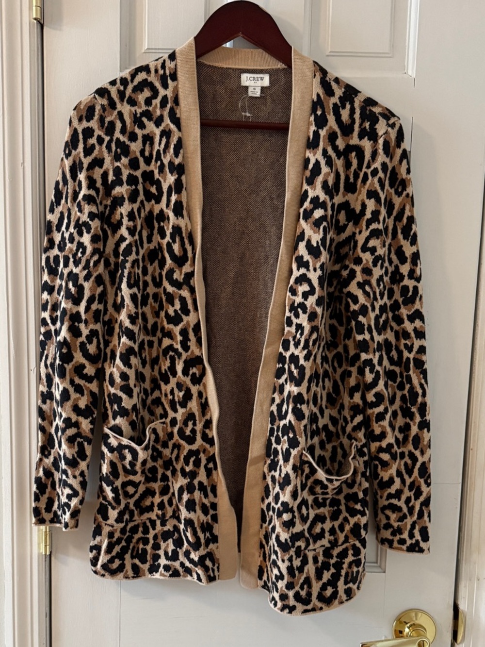 J. CREW Women’s Leopard Print Open Front Cardigan Sweater Size S